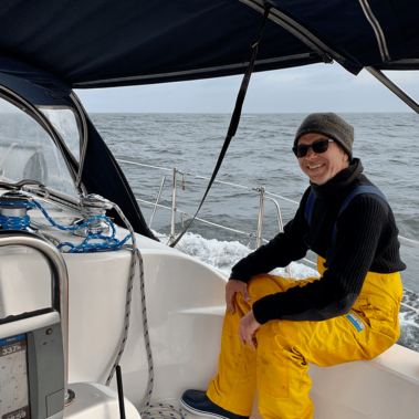 Dan on a fishing boat