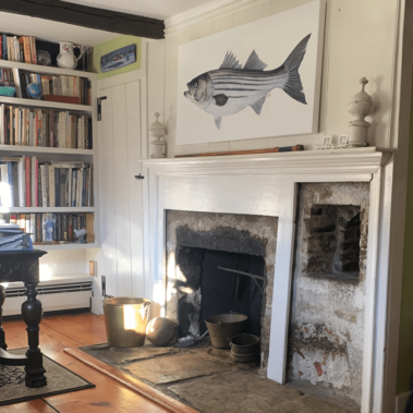 Fish painting over the mantle